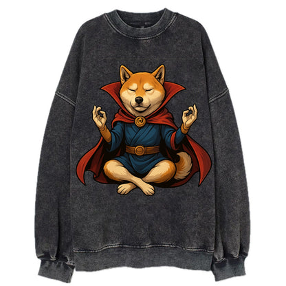 Shiba Inu Doctor Strange  - Vintage Sweatshirt - Black