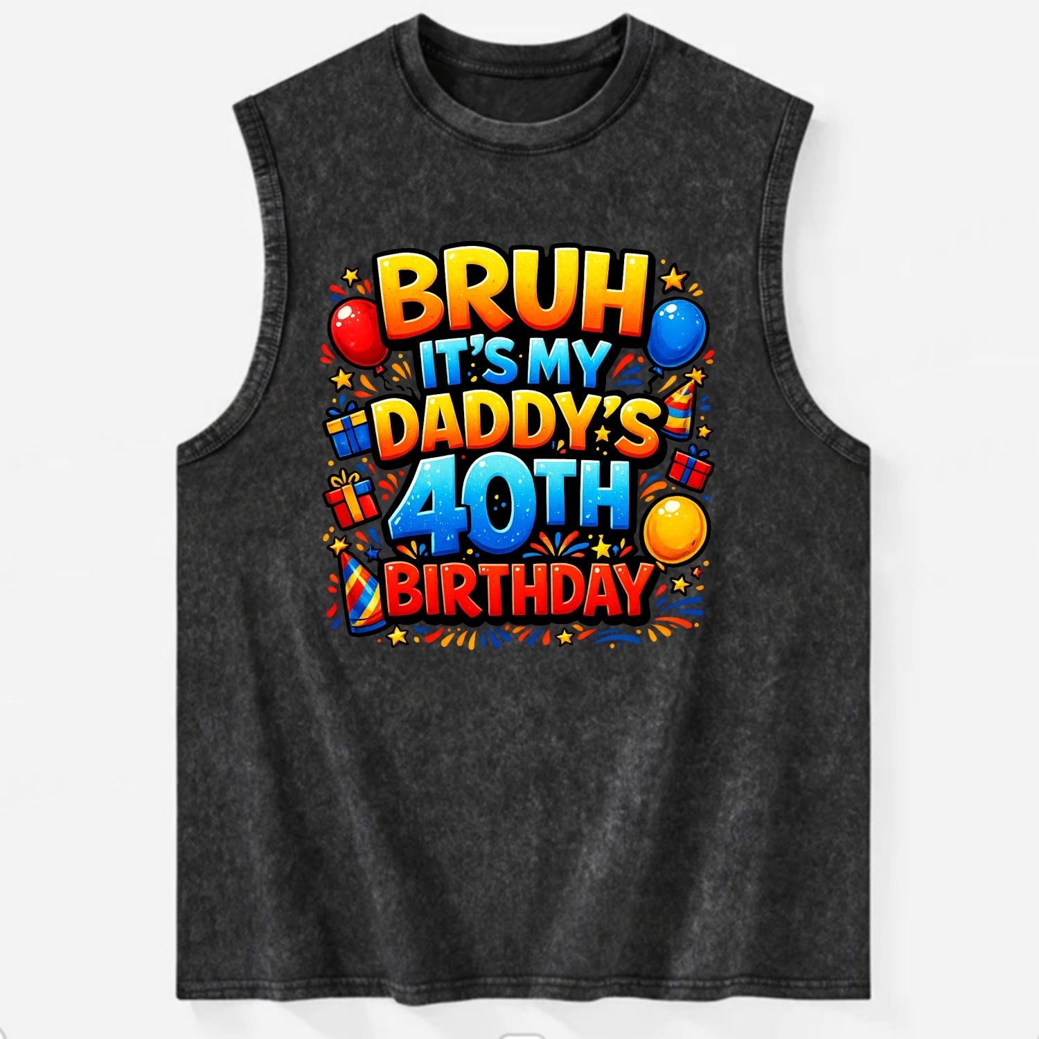 Daddy's 40th Birthday - Vintage Washed Tank - Black