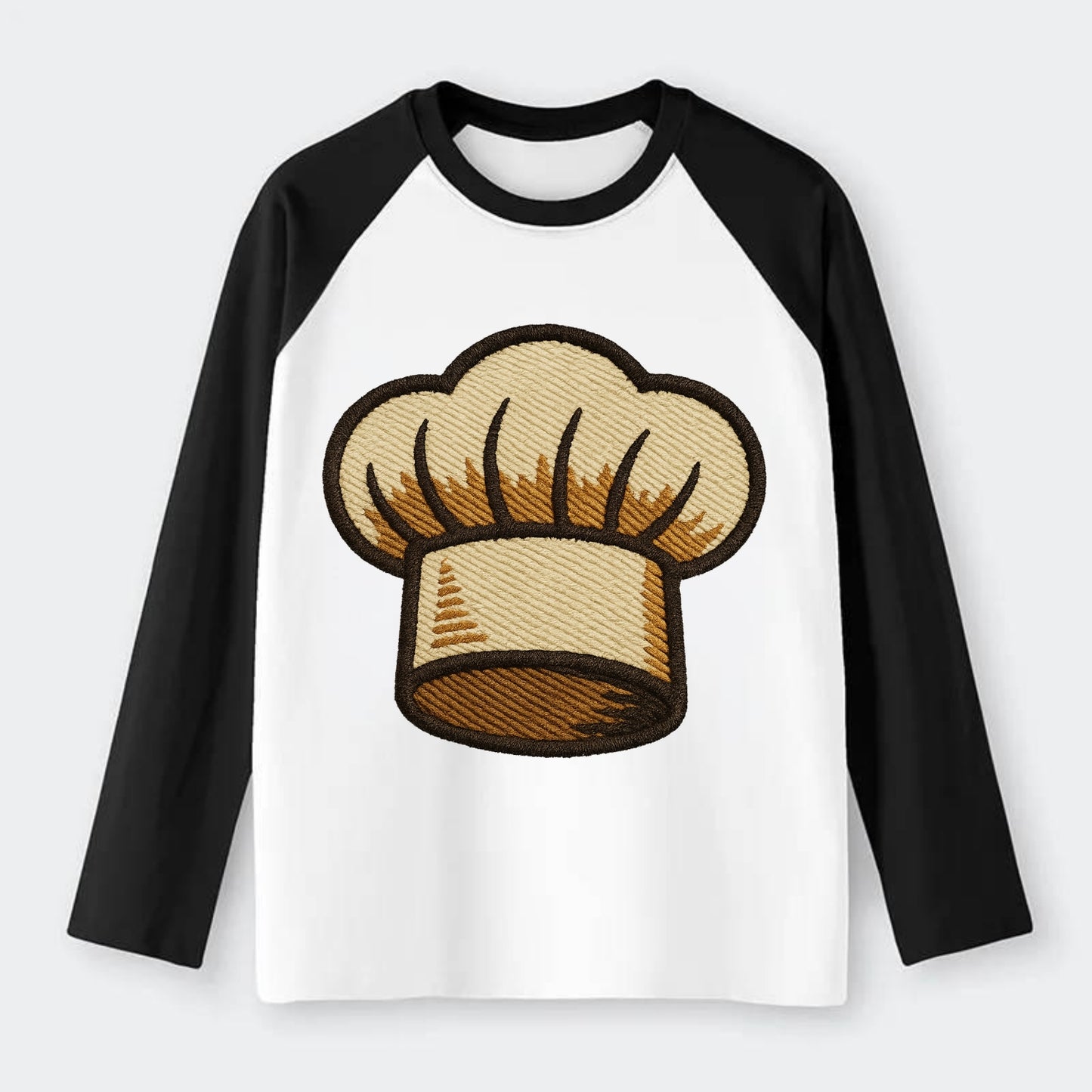 Chef Hat  - Raglan Long Sleeve T-Shirt - Black