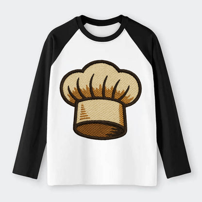 Chef Hat  - Raglan Long Sleeve T-Shirt - Black
