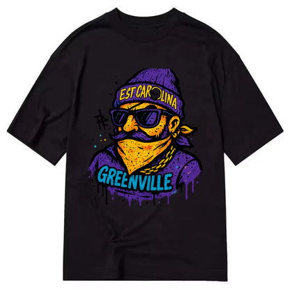 Greenville Pirate wearing East Carolina beanie with skull patch - Classic T-shirt - Black