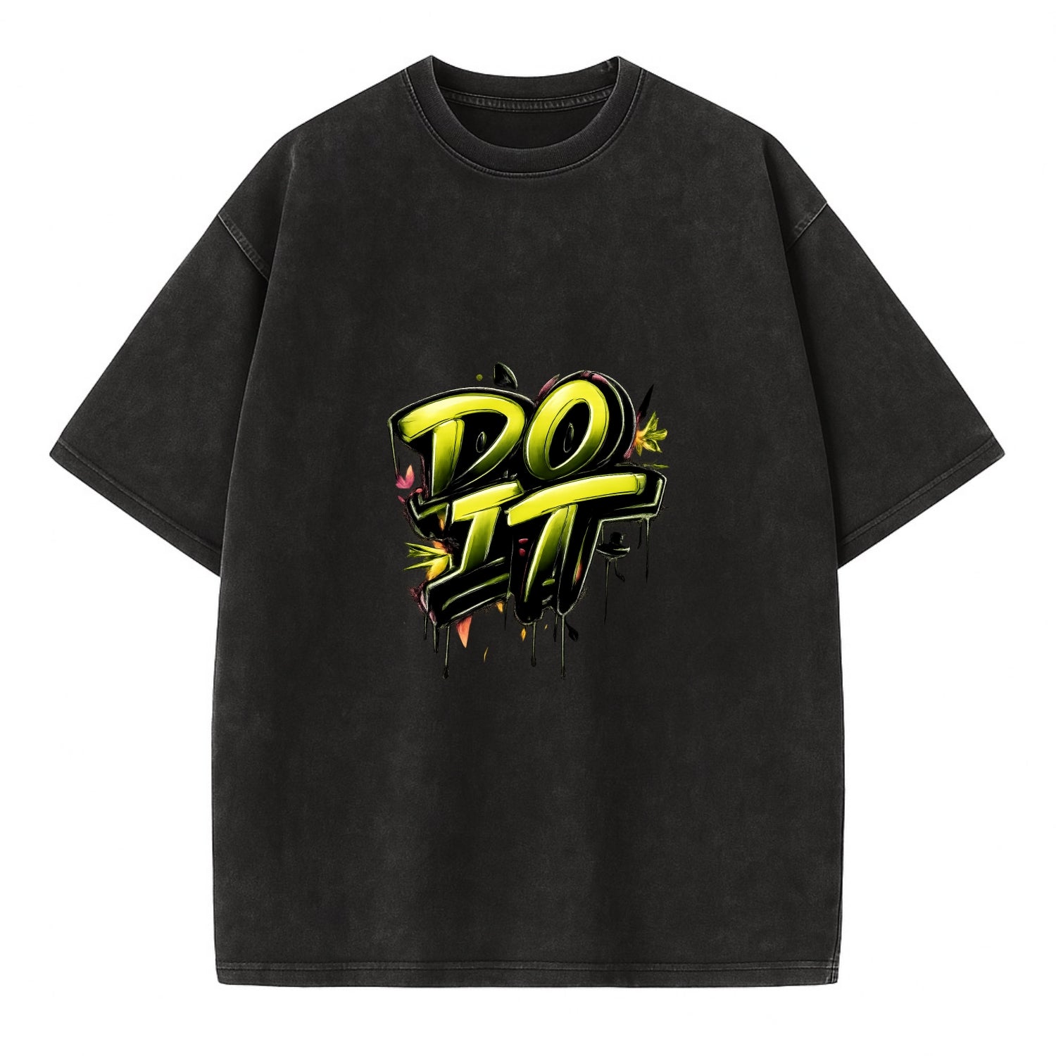 Bold typography design - "DO IT" - just do it, stop waiting - Vintage T-shirt - Black