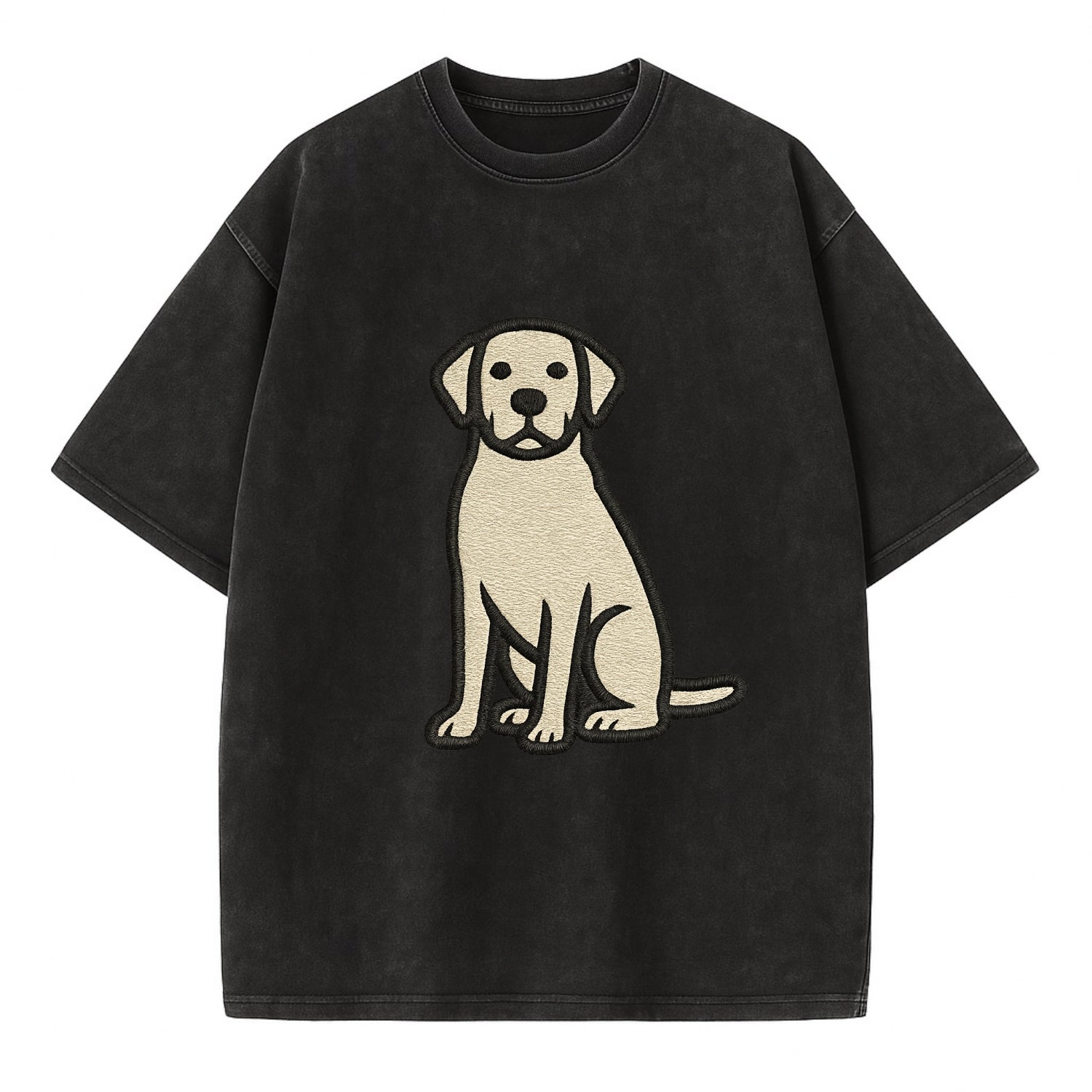 Goldador - Golden Lab mix sitting pose - Vintage T-shirt - Black