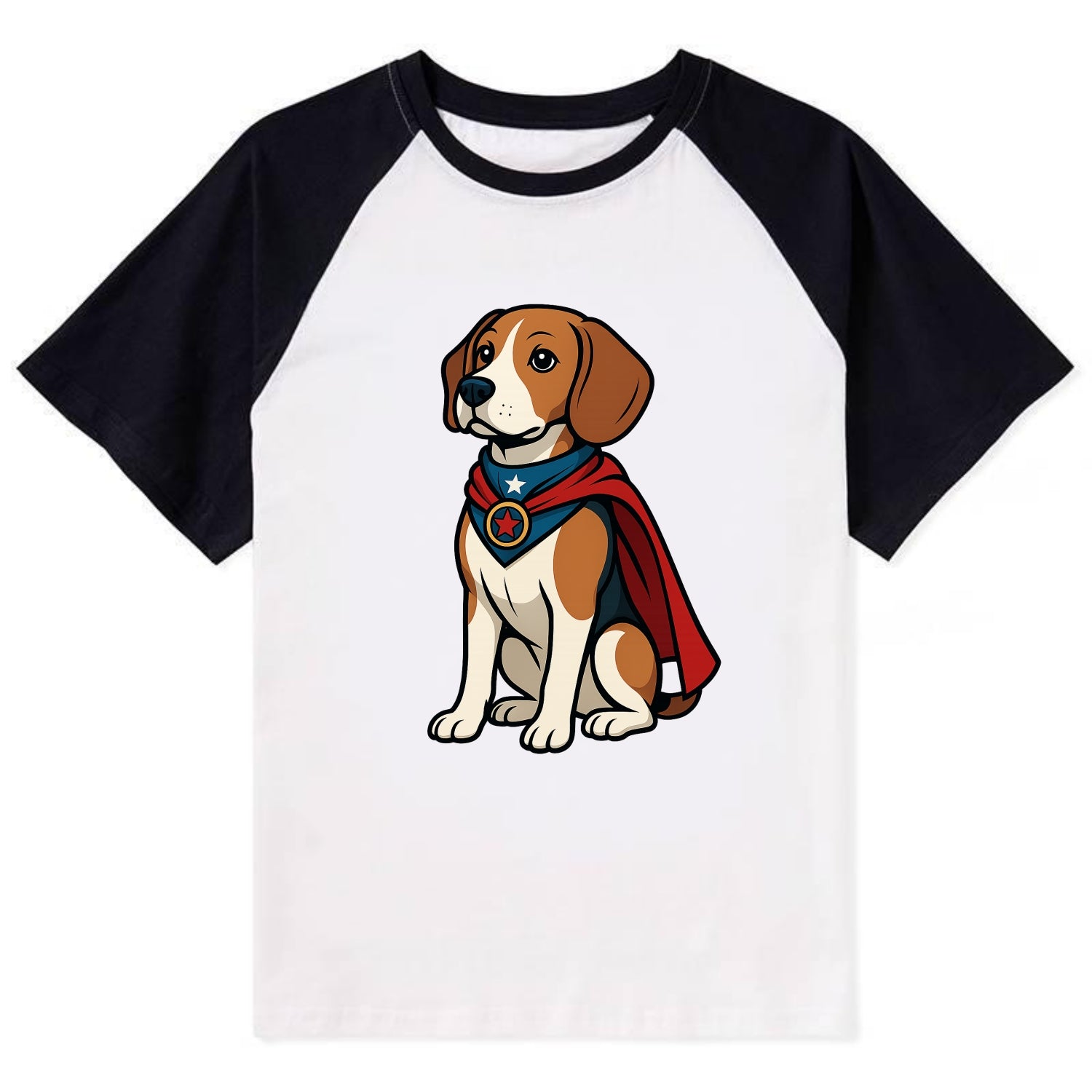 Beagle Patriotic Hero  - Contrast Raglan T-shirt - Black