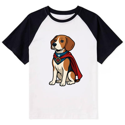 Beagle Patriotic Hero  - Contrast Raglan T-shirt - Black