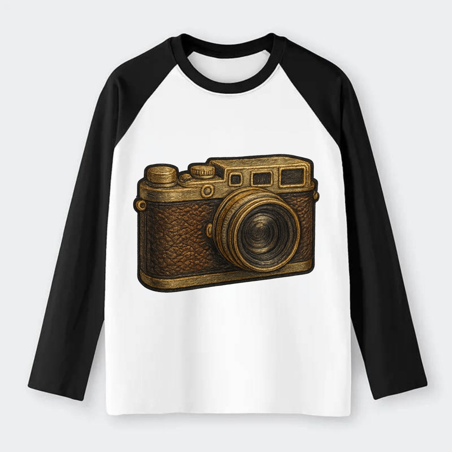 Film Camera  - Raglan Long Sleeve T-Shirt - Black