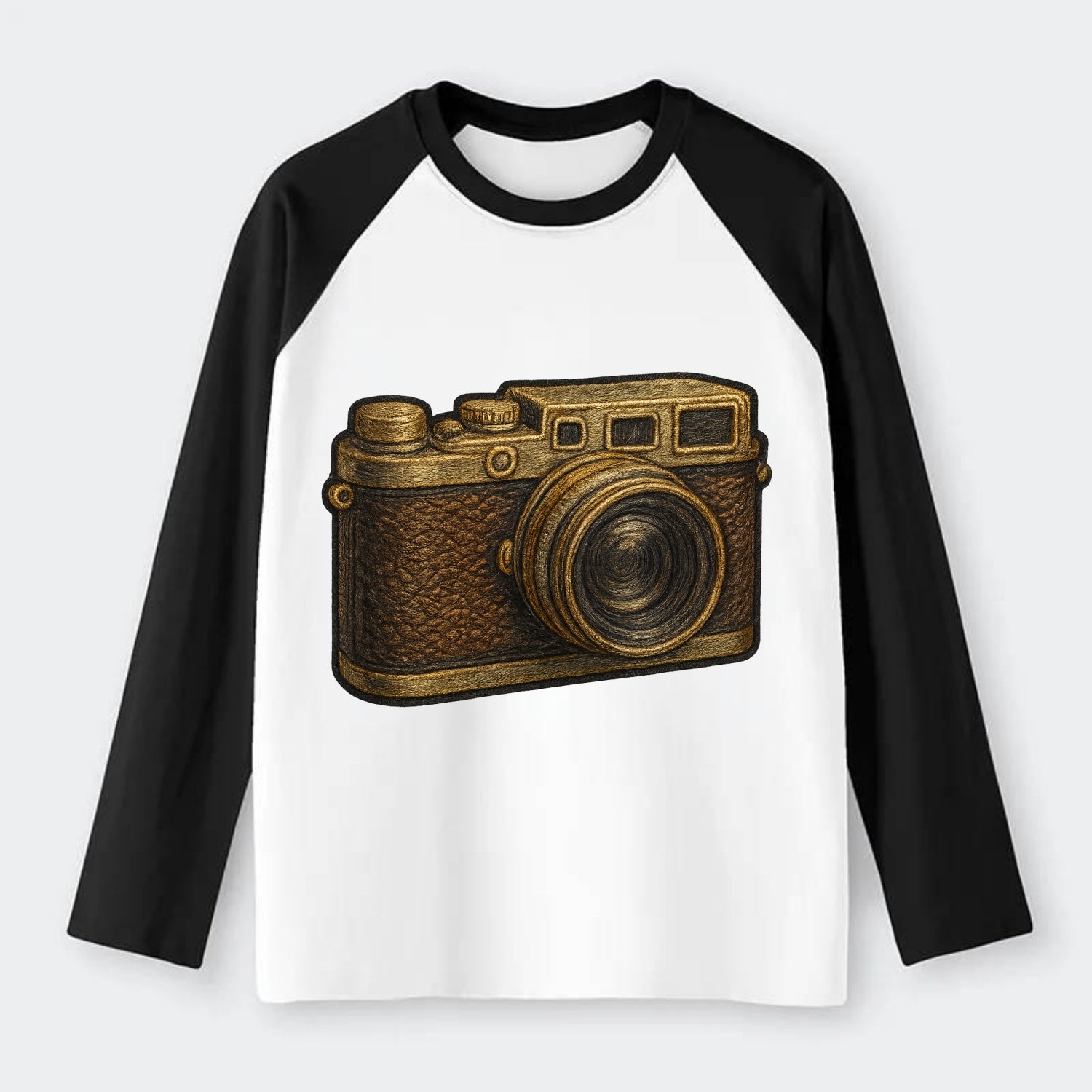 Film Camera  - Raglan Long Sleeve T-Shirt - Black