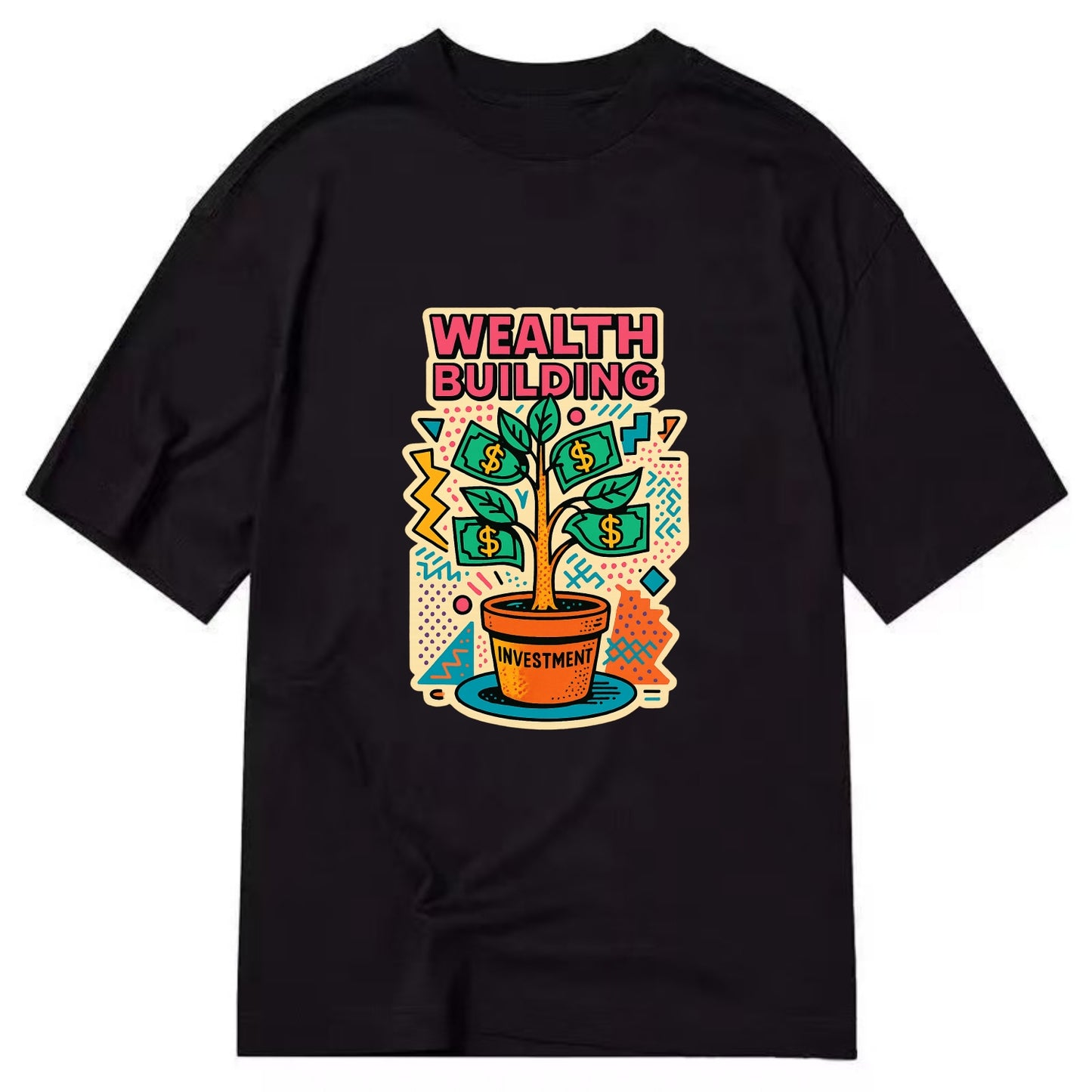 Money tree growing from investment pot - financial independence journey, wealth - Classic T-shirt - Black