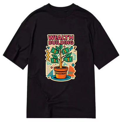 Money tree growing from investment pot - financial independence journey, wealth - Classic T-shirt - Black