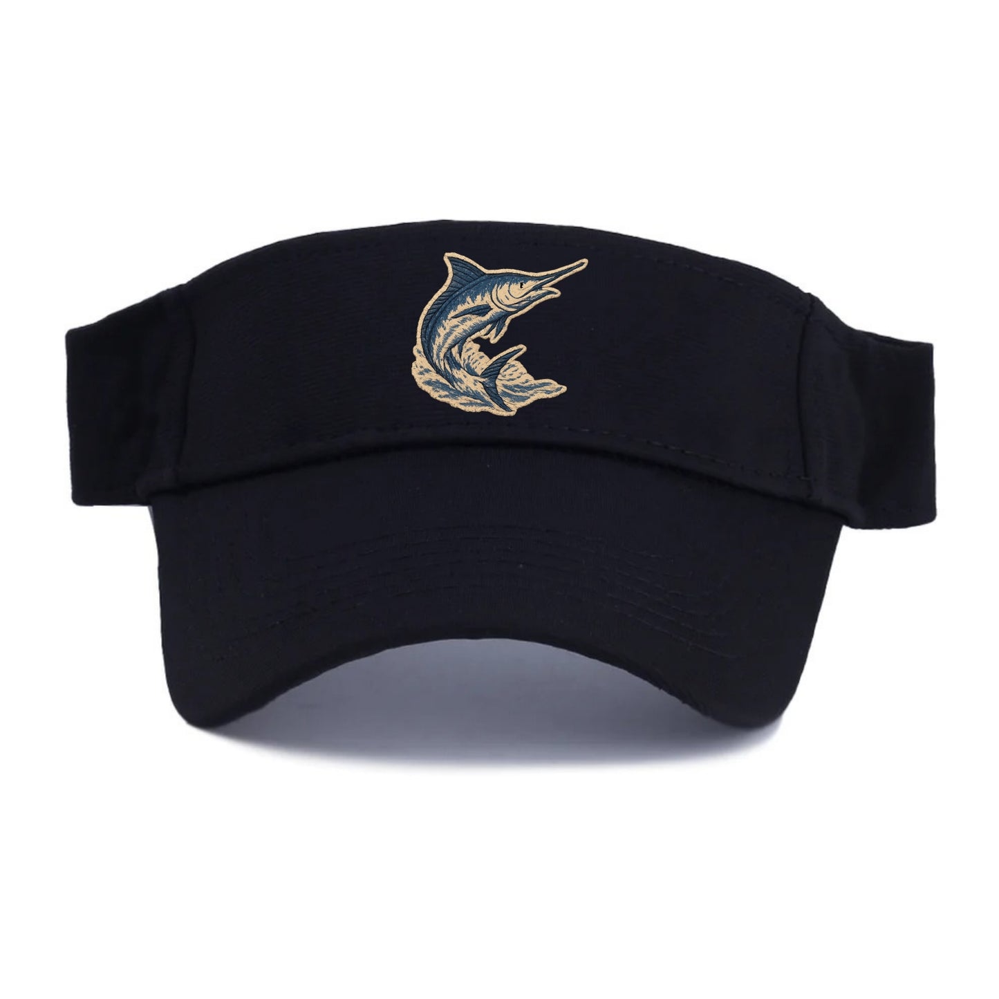 SWORDFISH MARLIN - leaping marlin in blue and silver , sport fishing - Visor - Black
