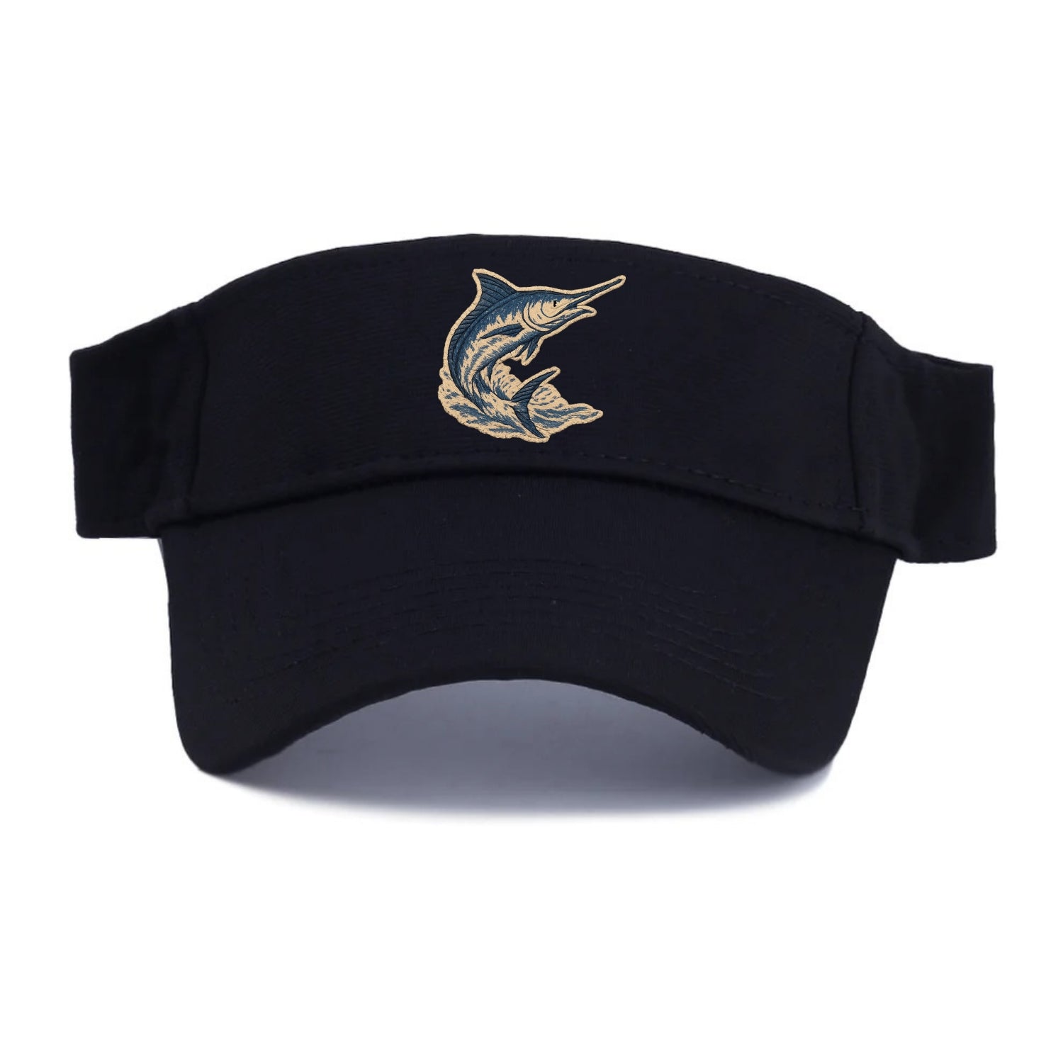 SWORDFISH MARLIN - leaping marlin in blue and silver , sport fishing - Visor - Black