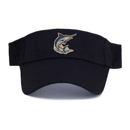 SWORDFISH MARLIN - leaping marlin in blue and silver , sport fishing - Visor - Black