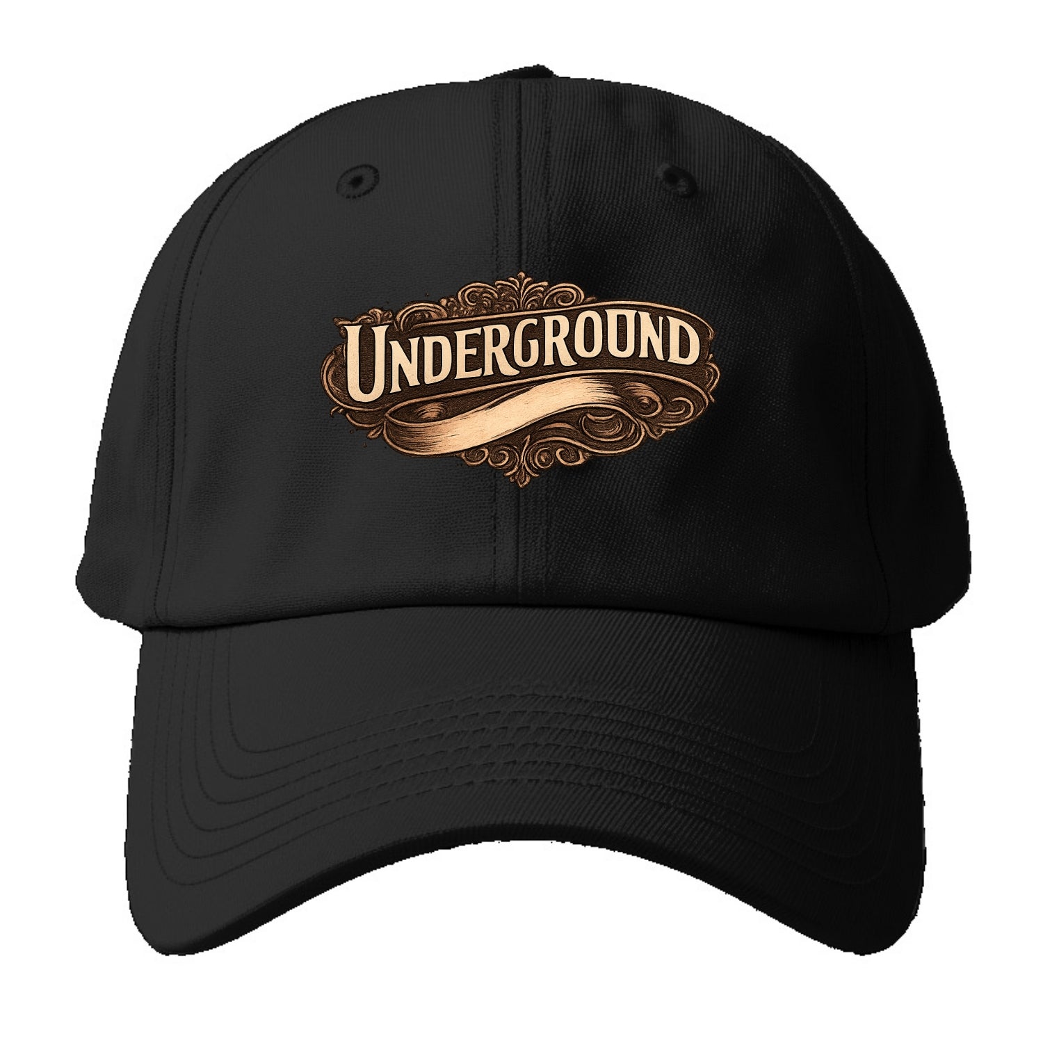 Bold typography design - "UNDERGROUND" - hidden scene, alternative - Baseball Cap For Big Heads - Black