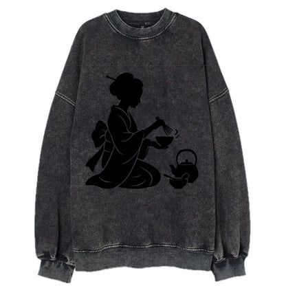 Geisha traditional tea ceremony - Vintage Sweatshirt - Black