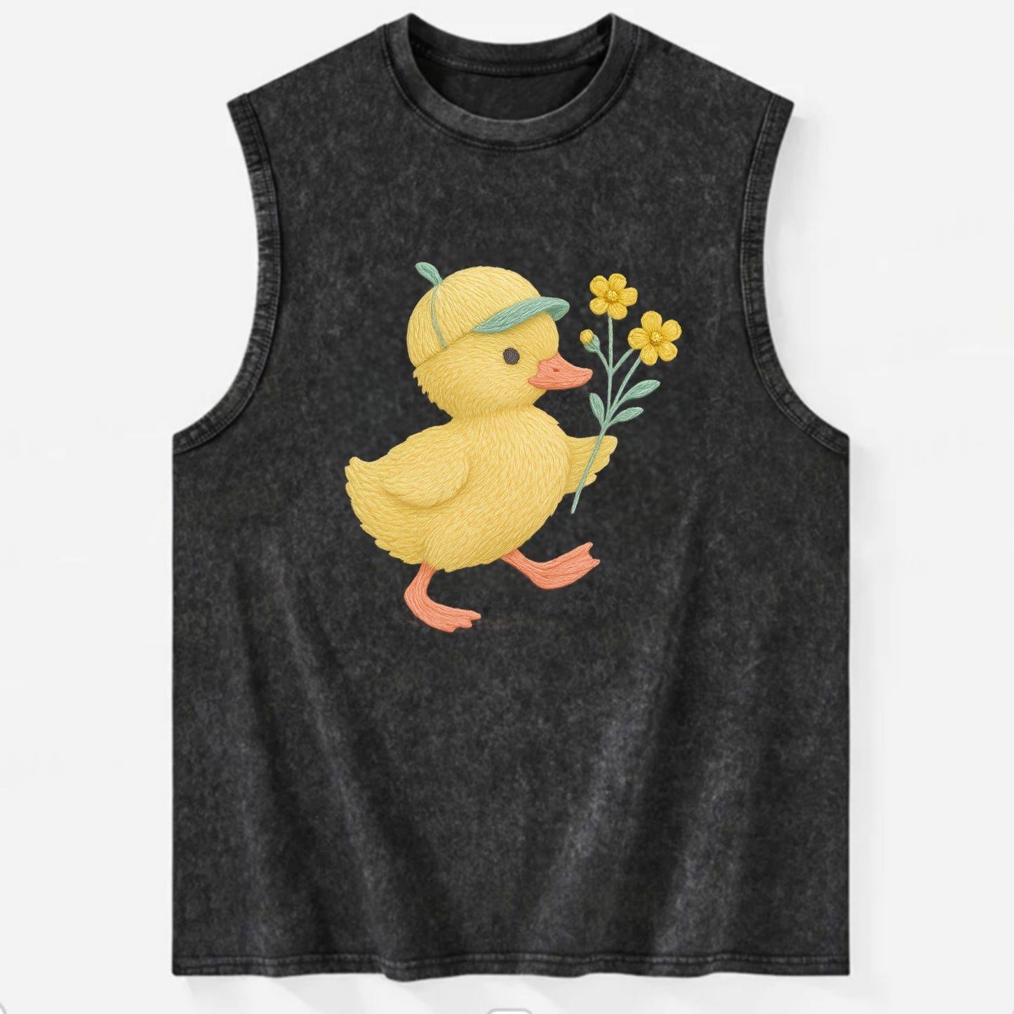 Yellow Duckling - Vintage Washed Tank - Black