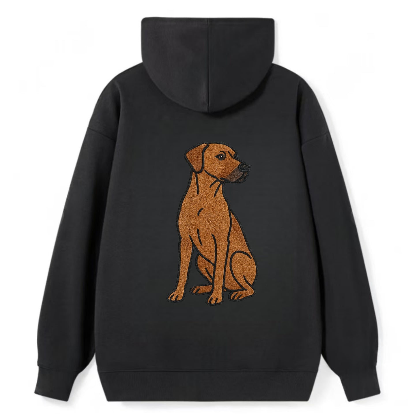 Rhodesian Ridgeback - Red wheaten embroidered pose - Classic Pullover Hoodie - Black