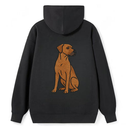 Rhodesian Ridgeback - Red wheaten embroidered pose - Classic Pullover Hoodie - Black