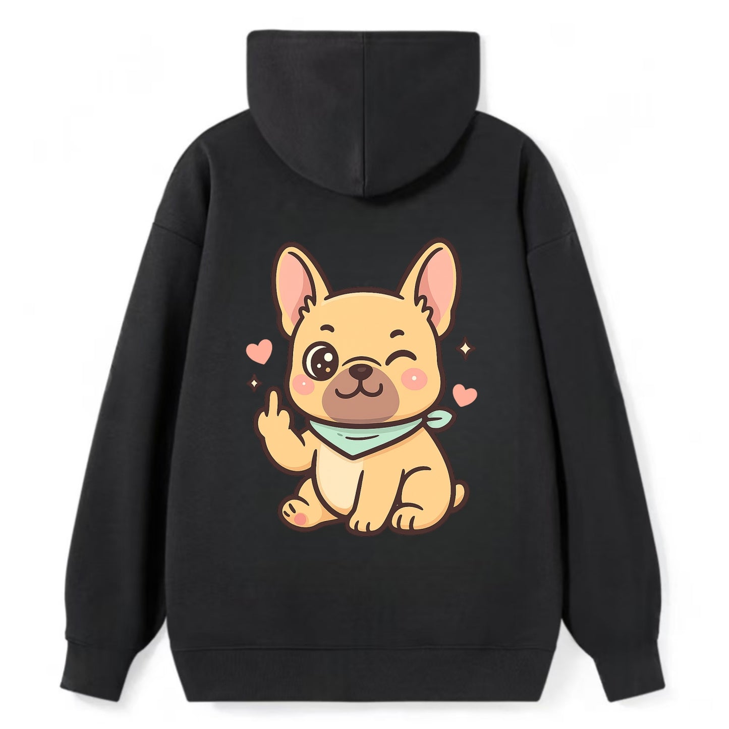 French Bulldog sitting with bat ears up, strong paw with sass - Classic Pullover Hoodie - Black