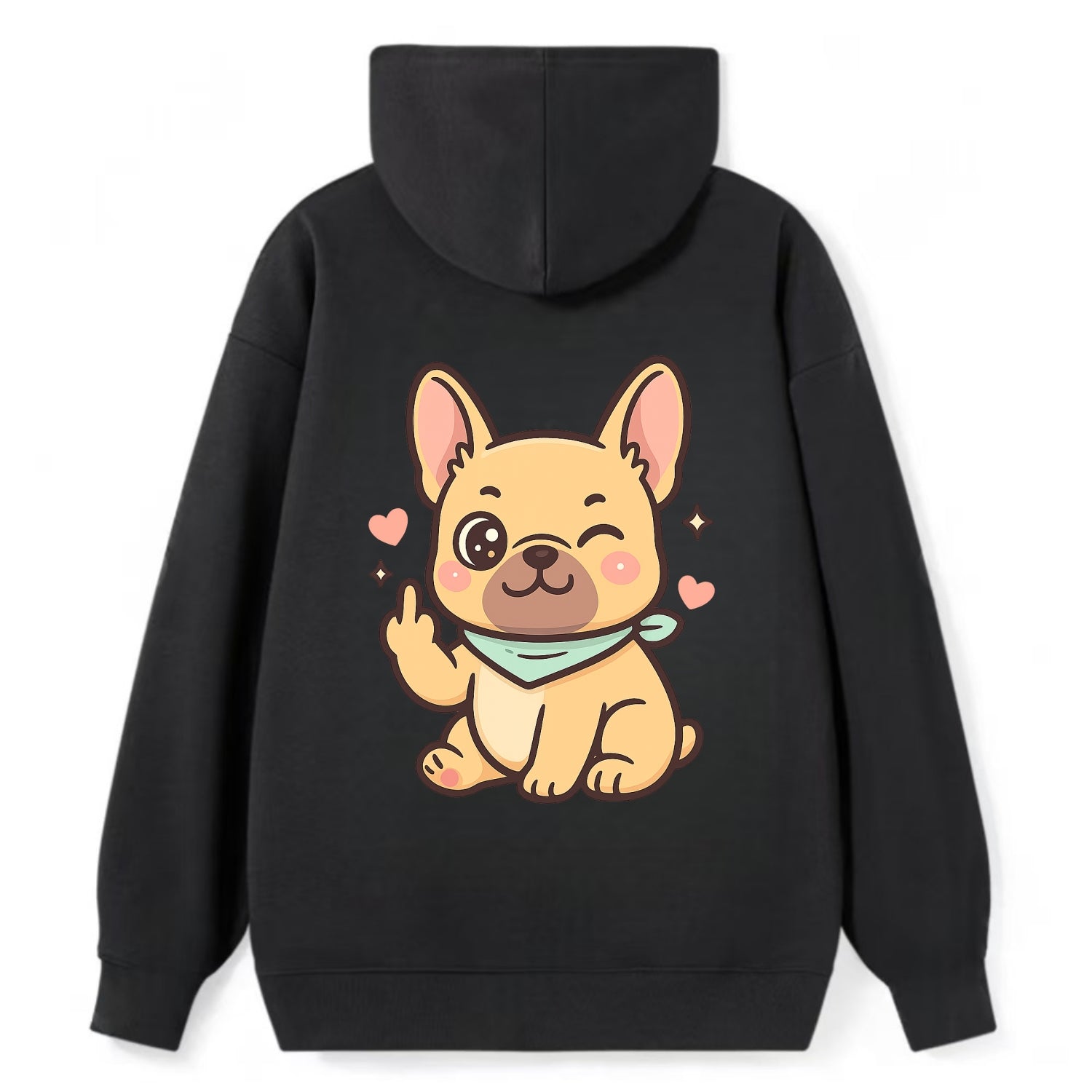 French Bulldog sitting with bat ears up, strong paw with sass - Classic Pullover Hoodie - Black