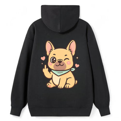 French Bulldog sitting with bat ears up, strong paw with sass - Classic Pullover Hoodie - Black