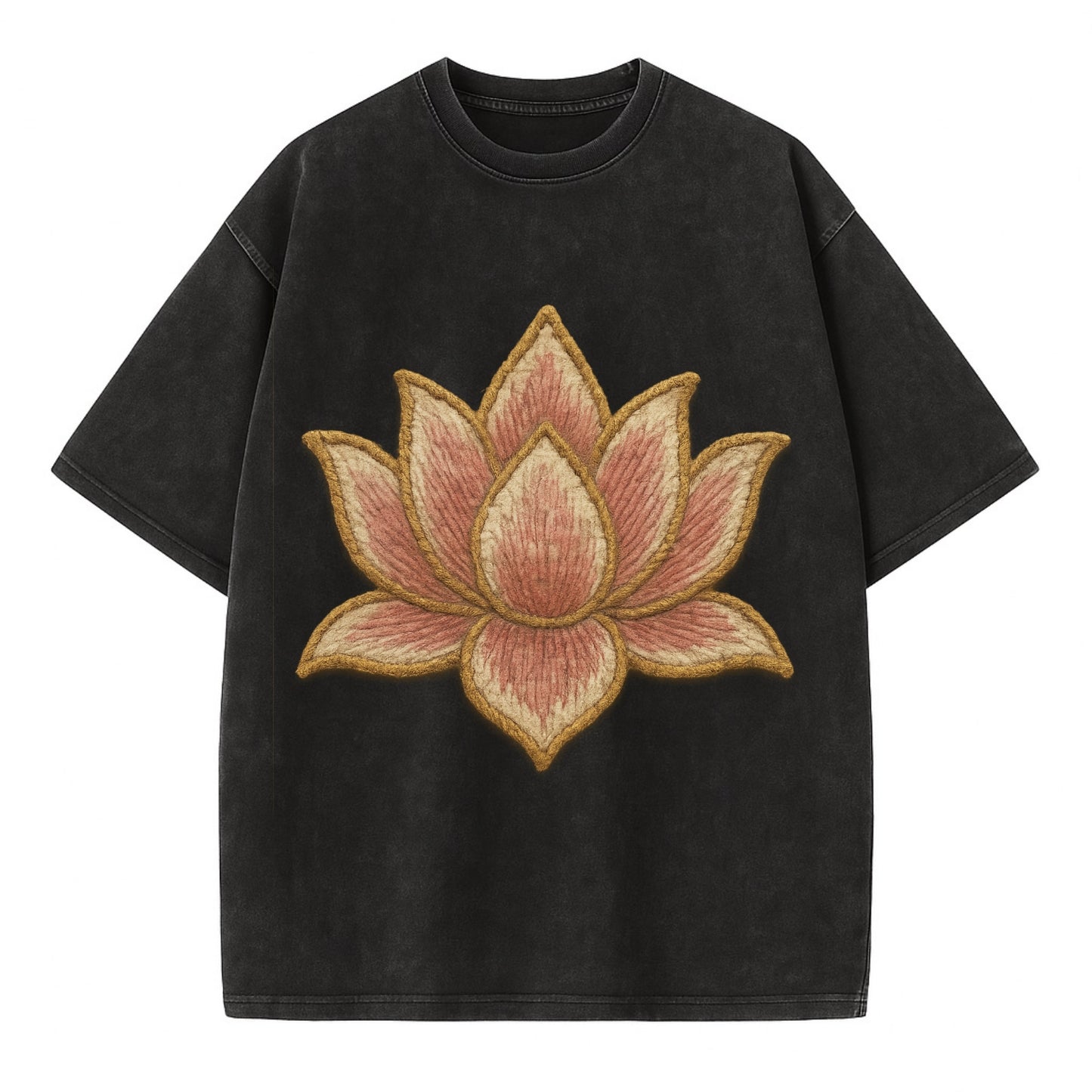 Lotus Flower - Vintage T-shirt - Black