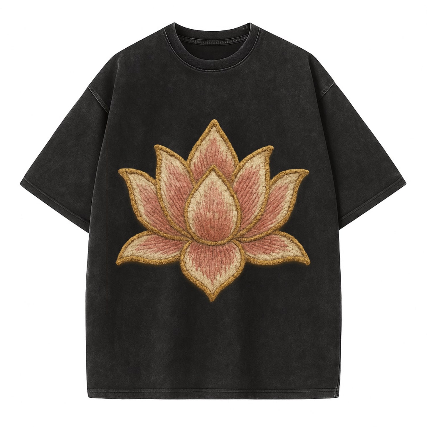 Lotus Flower - Vintage T-shirt - Black