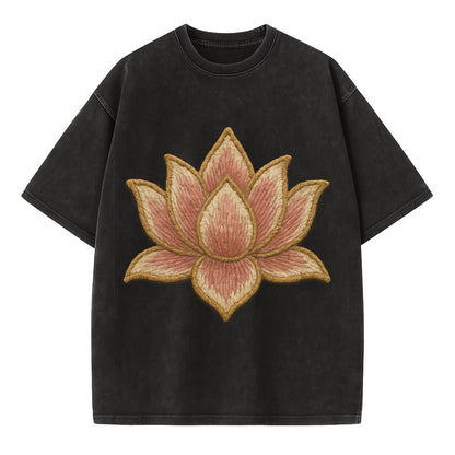 Lotus Flower - Vintage T-shirt - Black
