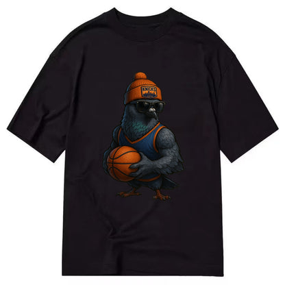 Manhattan Pigeon wearing Knicks beanie with skyline patch and wayfarer sunglasses - Classic T-shirt - Black