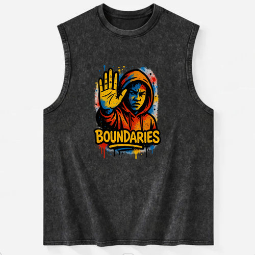 Person holding up hand in stop gesture - setting boundaries concept, - Vintage Washed Tank