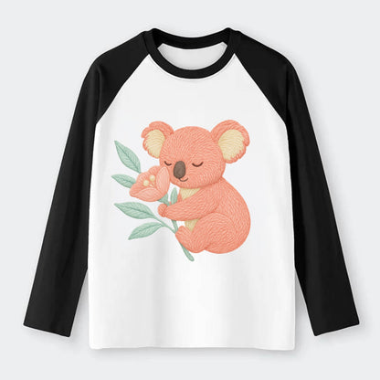 Coral Koala - Raglan Long Sleeve T-Shirt - Black