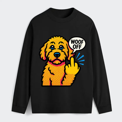 Goldendoodle with teddy bear face and curly golden coat, friendly paw - Classic Long Sleeve Shirt - Black