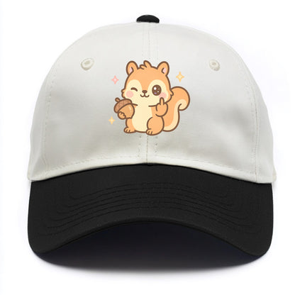 sweet squirrel holding acorn in one paw, flipping off with the other - Two Tone Cap - Black