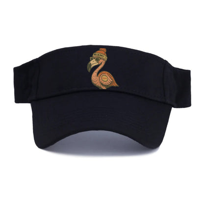 Miami Flamingo wearing Miami beanie with pom pom and wayfarer sunglasses - Visor - Black