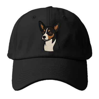 Rat Terrier - Tri-color embroidered pose - Baseball Cap - Black