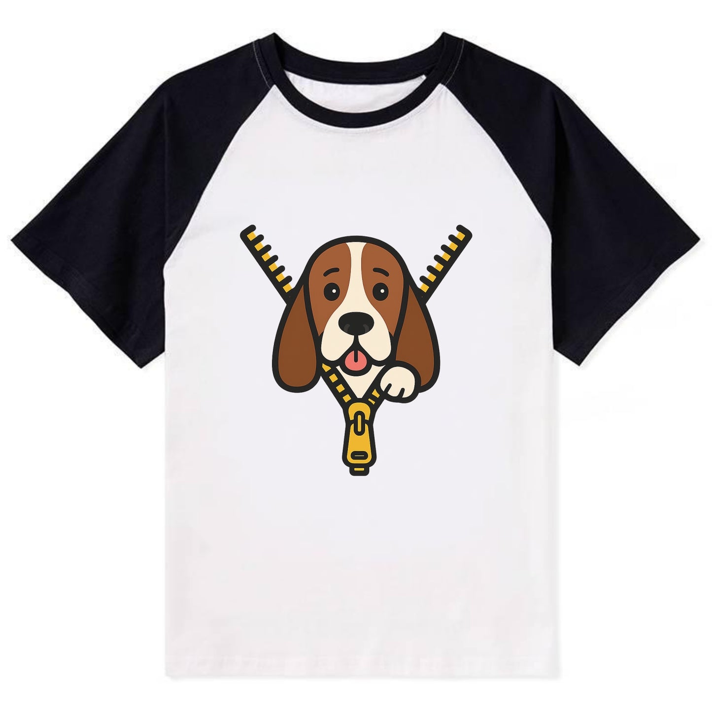 Basset Hound - Contrast Raglan T-shirt - Black