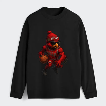 Windy City Hawk wearing Bulls beanie with six rings patch and wayfarer - Classic Long Sleeve Shirt - Black