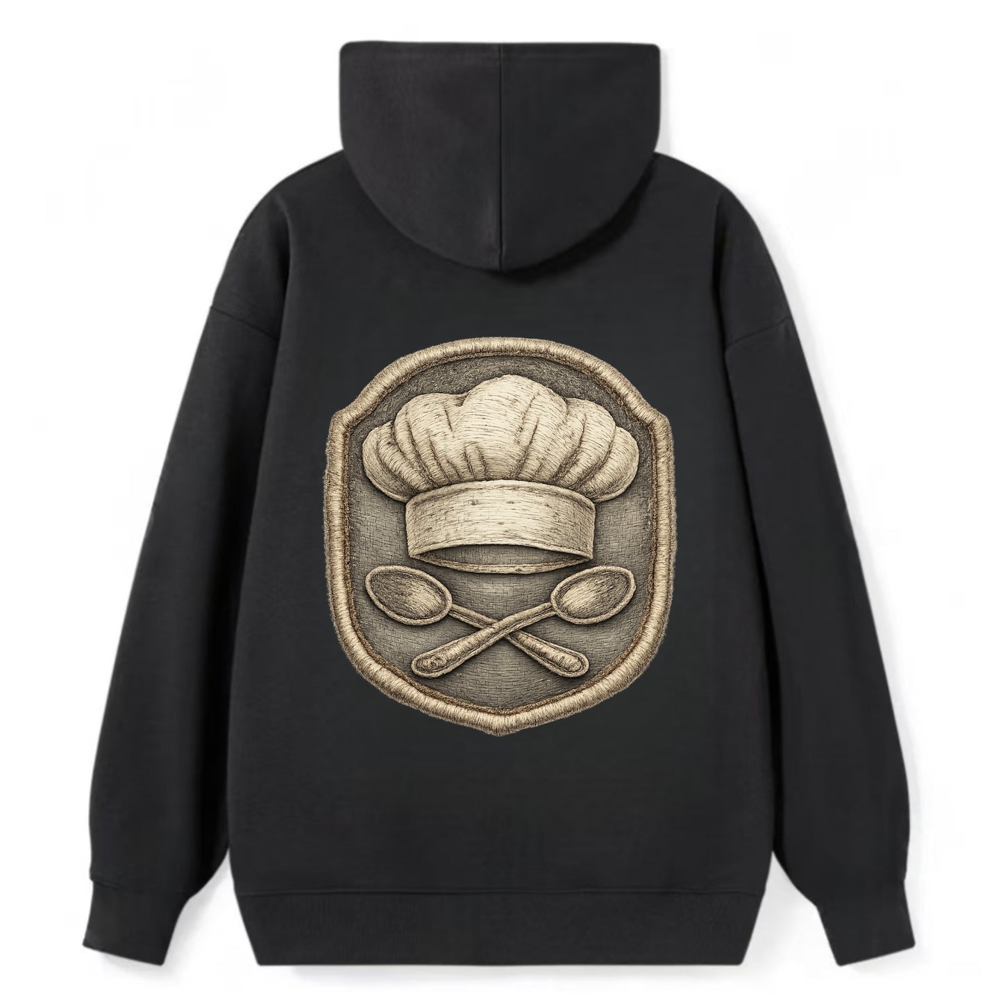 COOKING CHEF HAT - toque blanche with crossed spoons in white and silver - Classic Pullover Hoodie - Black