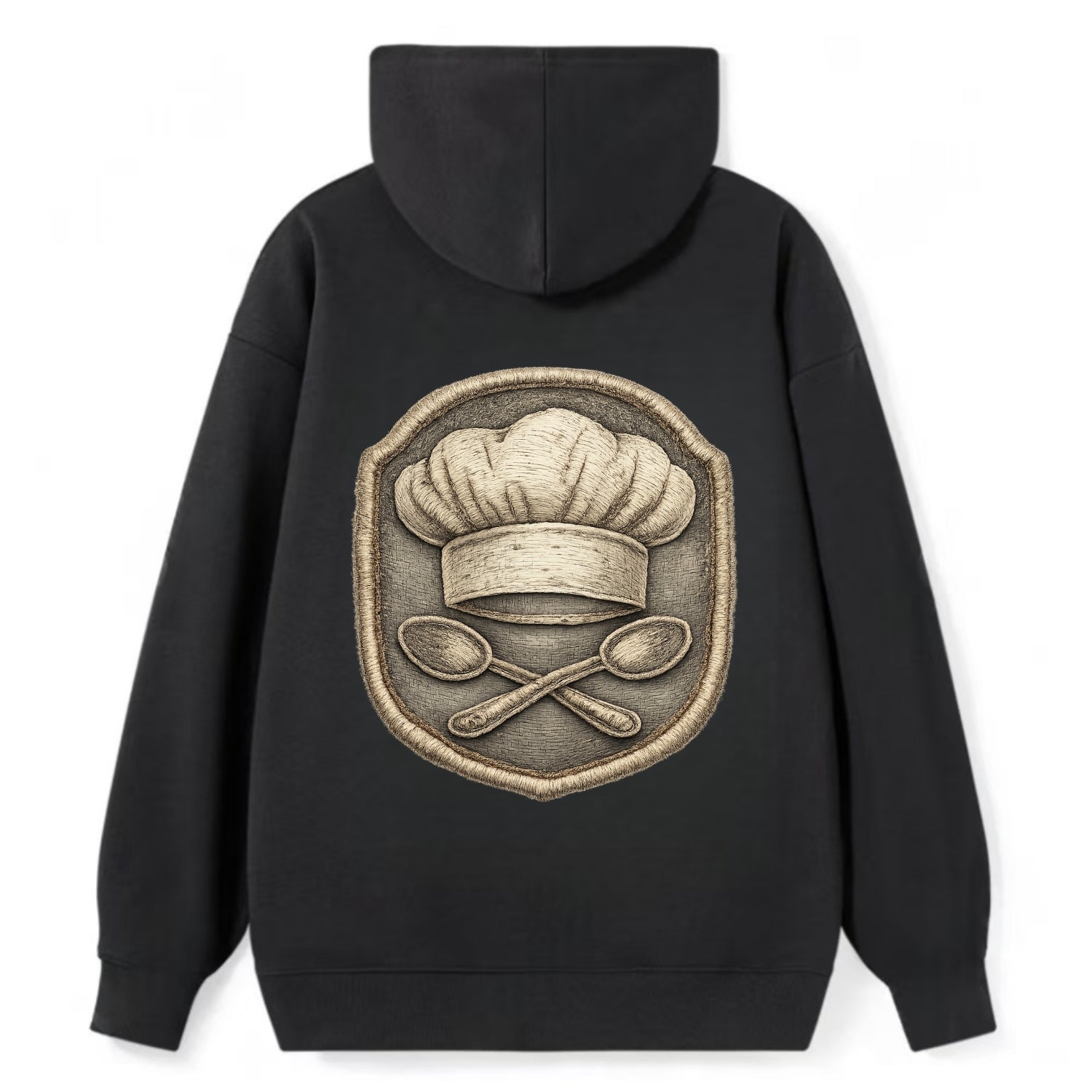 COOKING CHEF HAT - toque blanche with crossed spoons in white and silver - Classic Pullover Hoodie - Black