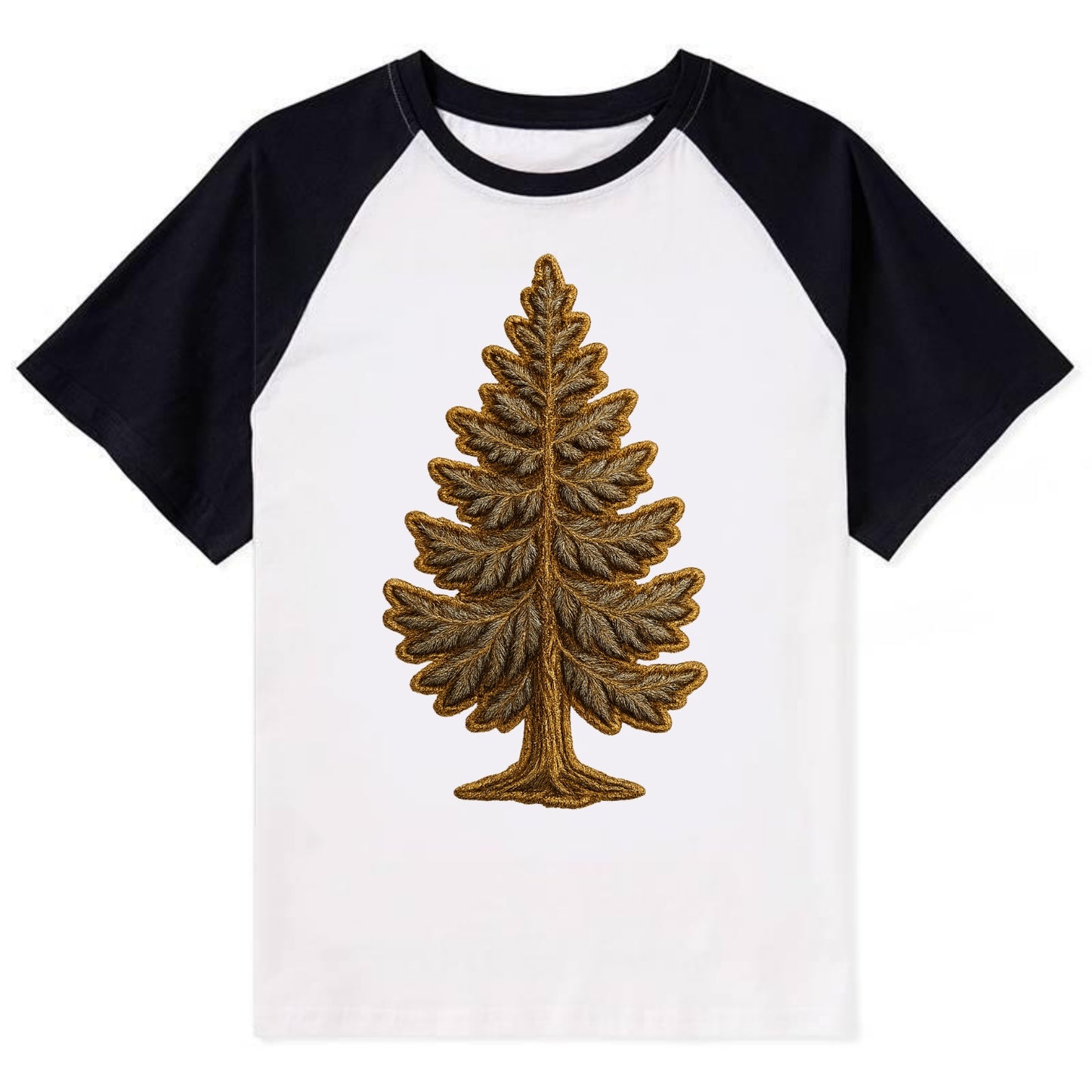 Pine Tree  - Contrast Raglan T-shirt - Black