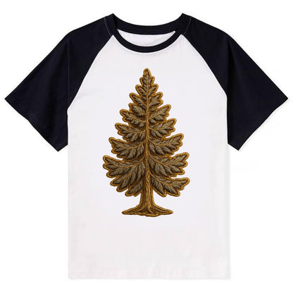 Pine Tree  - Contrast Raglan T-shirt - Black