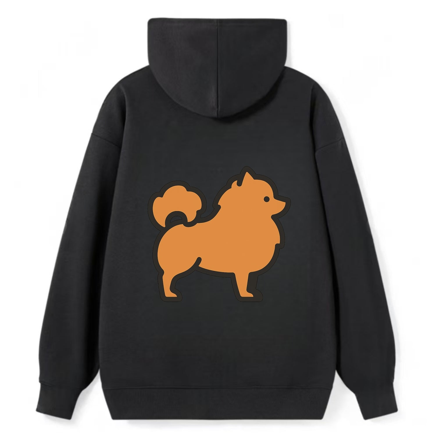 Pomeranian - Orange fluffy flat side profile - Classic Pullover Hoodie - Black