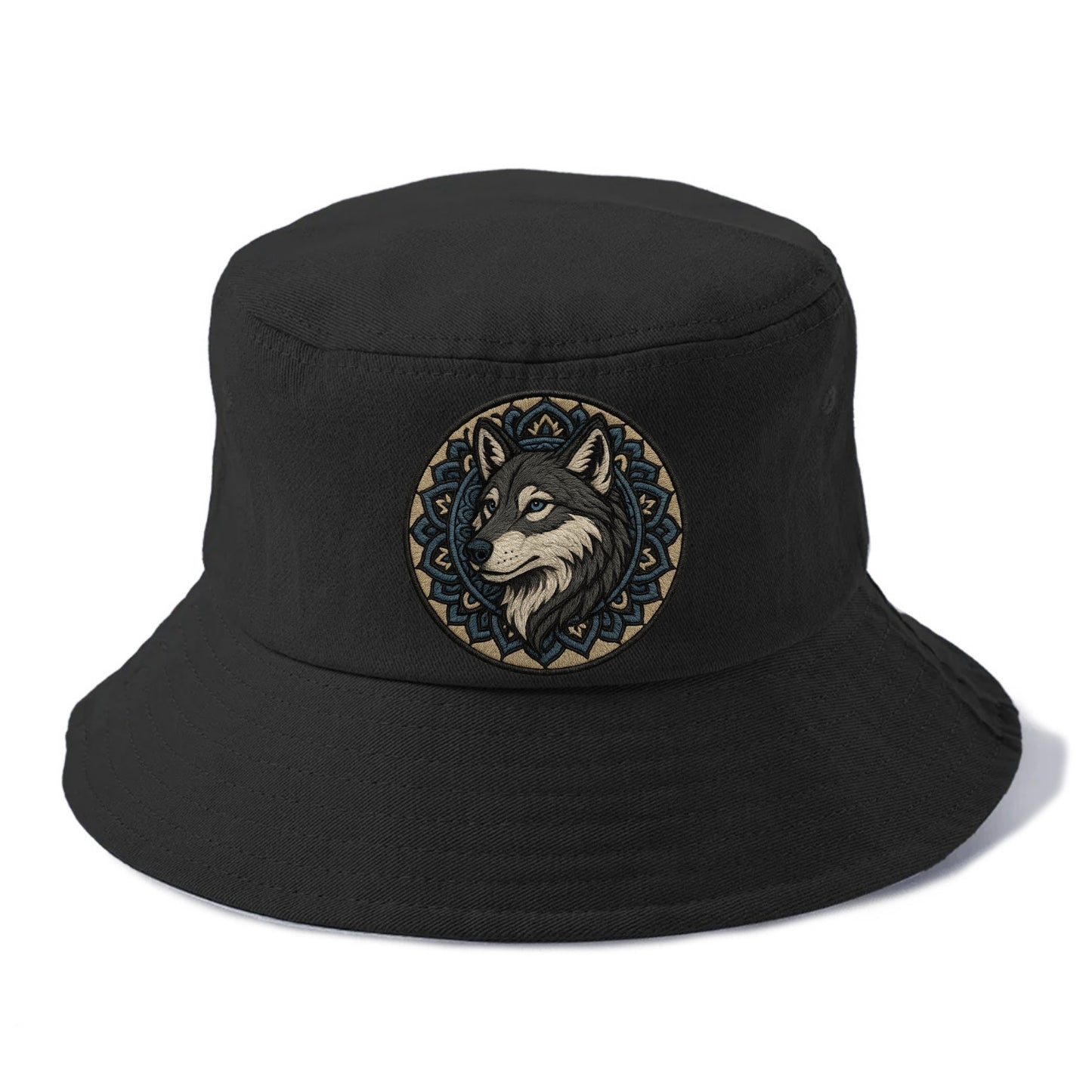Mandala Wolf Pattern  - Bucket Hat - Black
