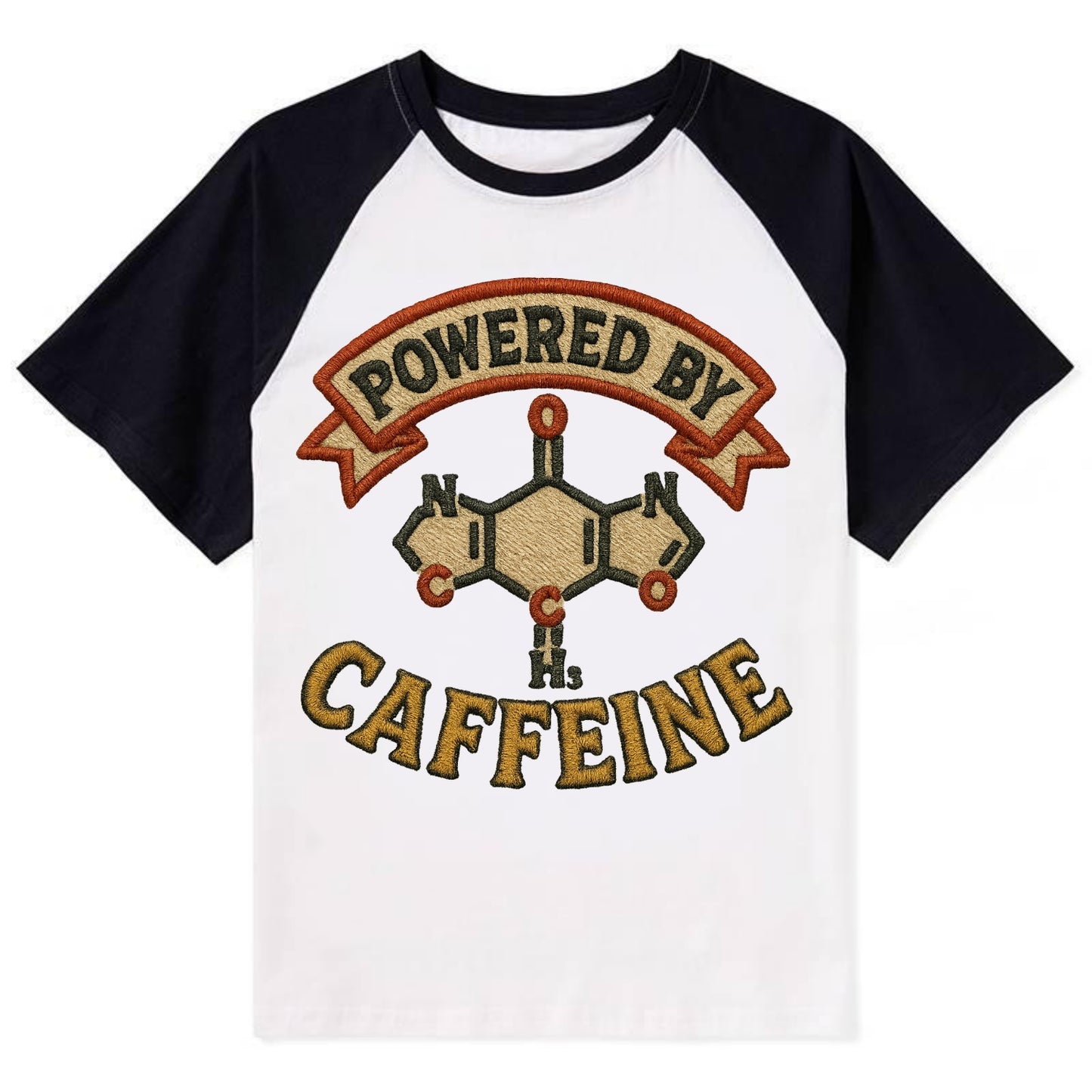 Powered By Caffeine  - Contrast Raglan T-shirt - Black