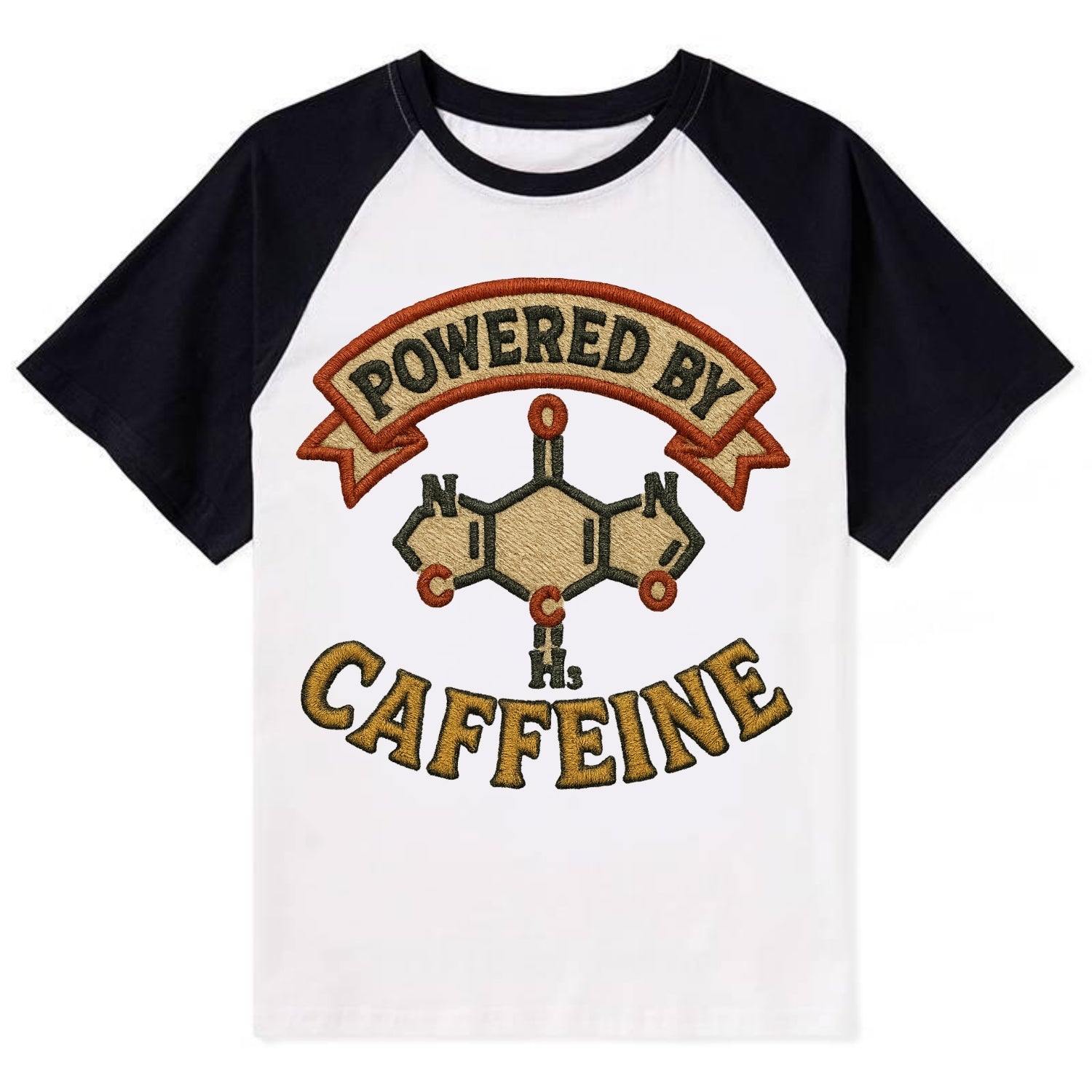 Powered By Caffeine  - Contrast Raglan T-shirt - Black