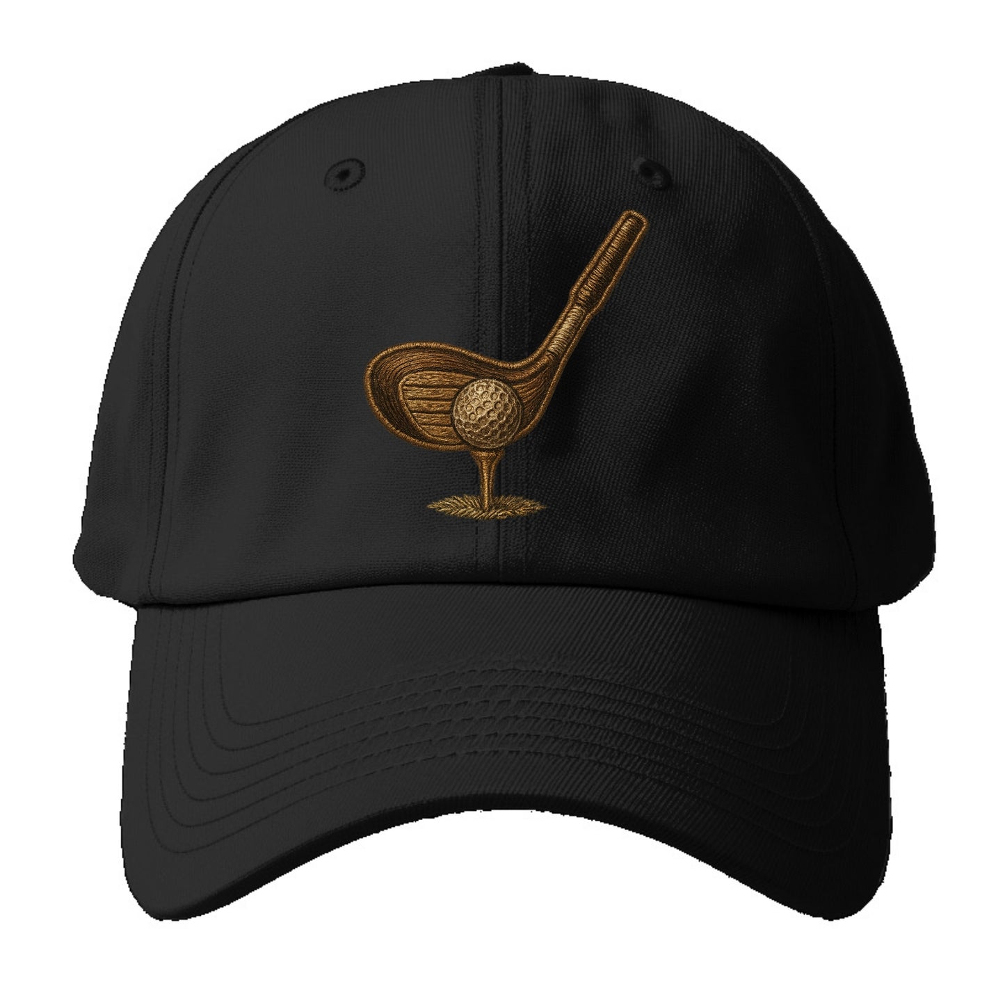 Golf Club and Ball  - Baseball Cap For Big Heads - Black