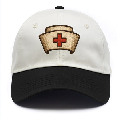 Nurse Cap  - Two Tone Cap - Black