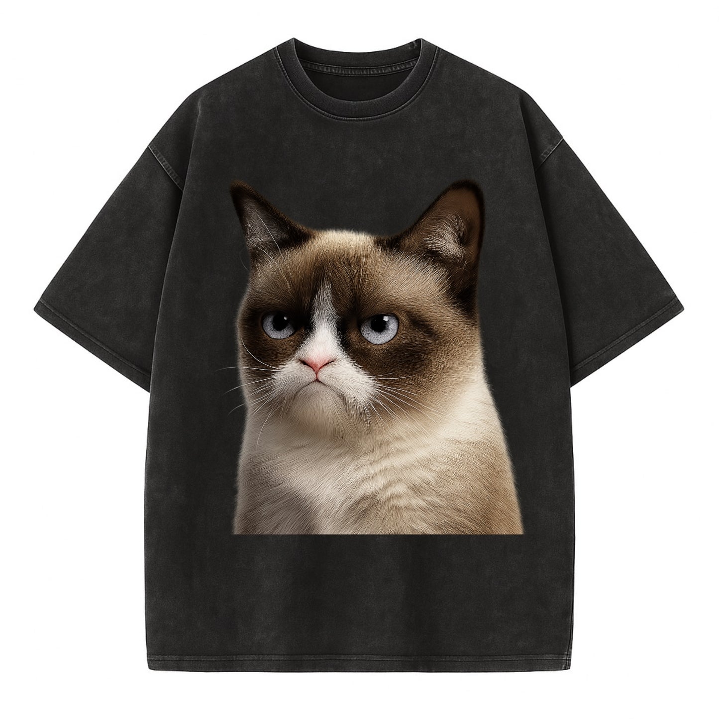 Grumpy Cat Expression  - Vintage T-shirt - Black