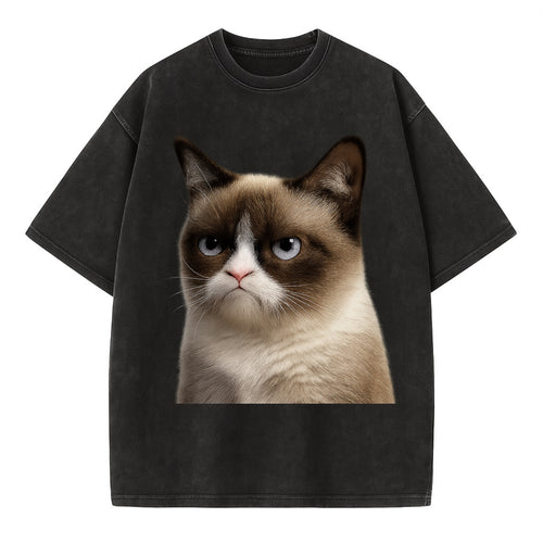 Grumpy Cat Expression  - Vintage T-shirt