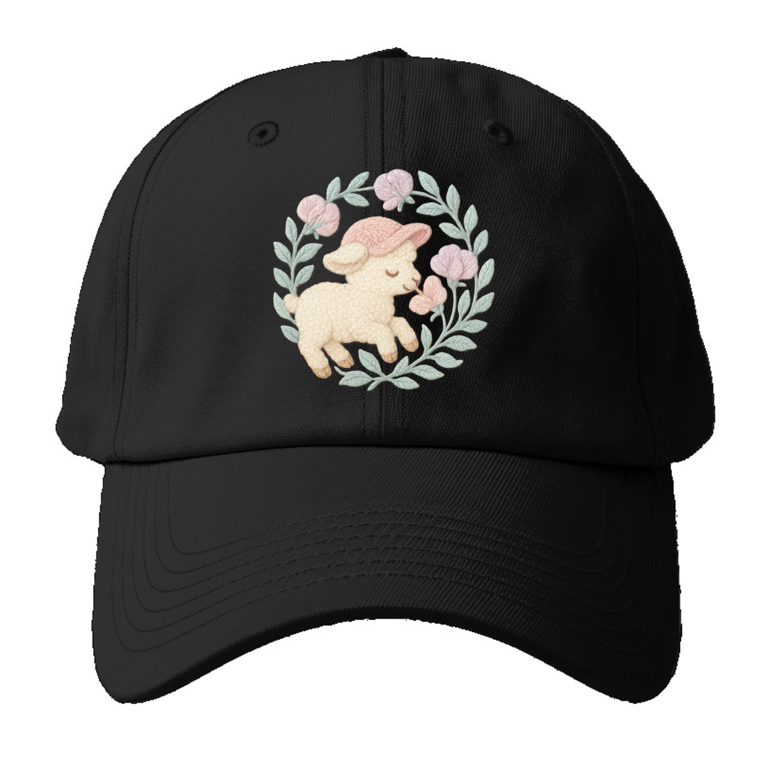 Lamb Sweet Peas  - Baseball Cap For Big Heads - Black