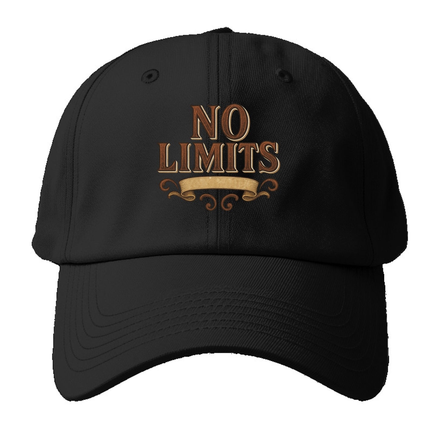 Bold typography design - "NO LIMITS" - boundless potential - Baseball Cap For Big Heads - Black